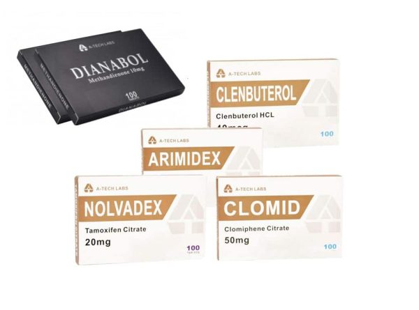 PACK MUSCLE SEC ORAL A TECH LABS DIANABOL CLENBUTEROL PCT 8 SEMAINES 1 1